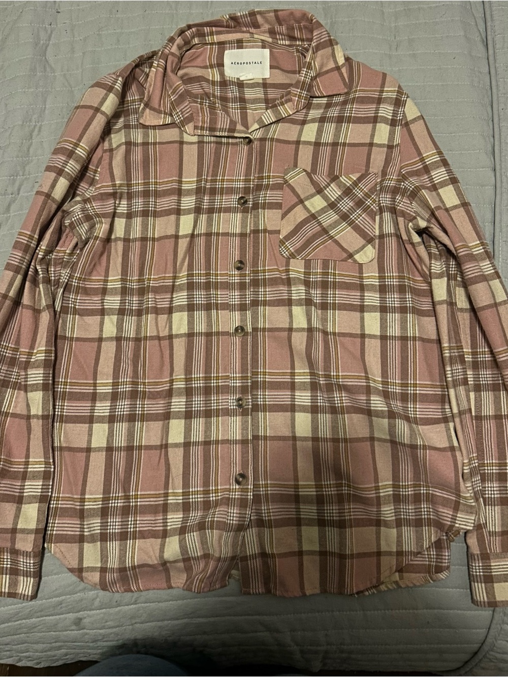 Aeropostale Dusty Pink Plaid Button-Up Shirt